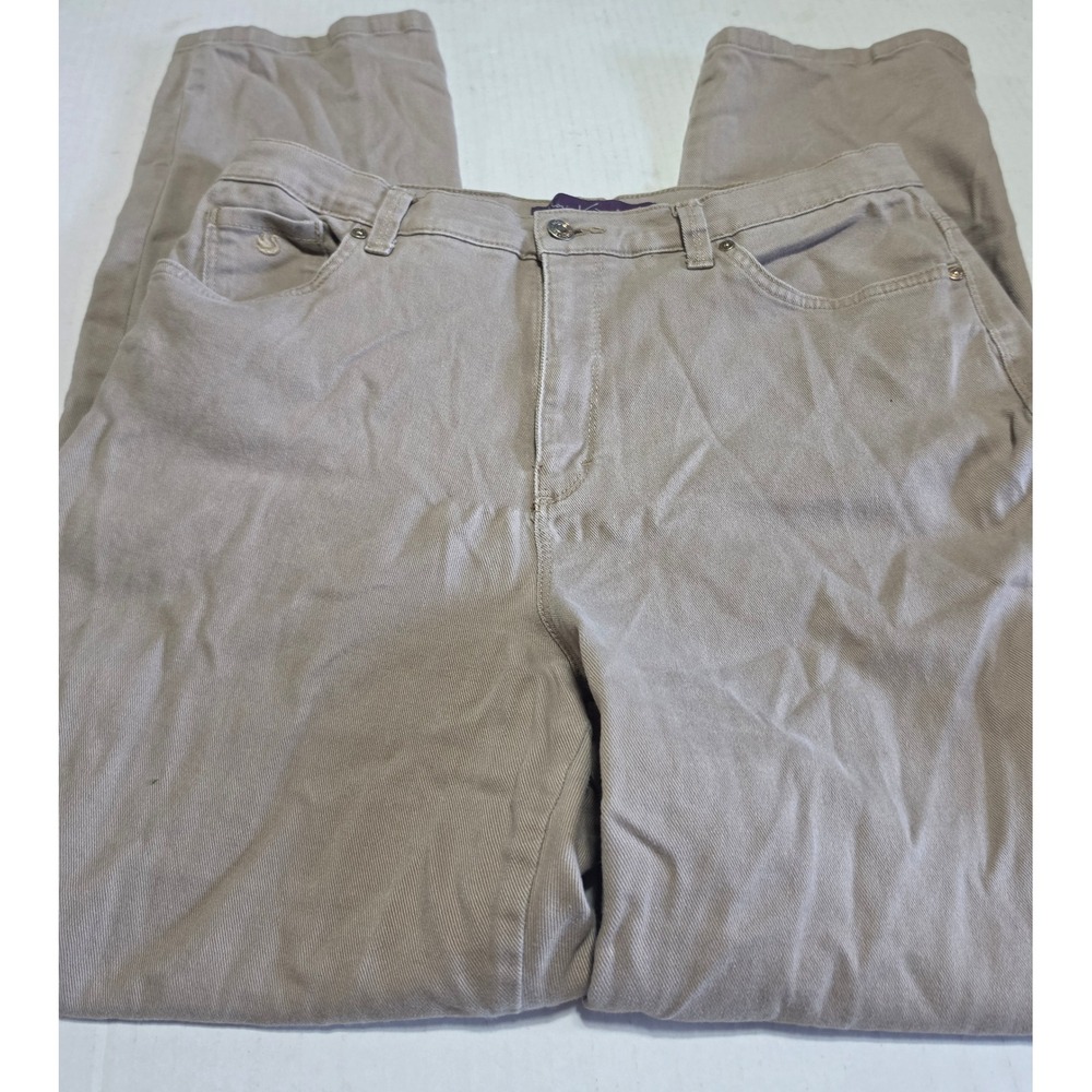 Gloria Vanderbilt Amanda High Rise Straight Leg Jeans Tan Khaki Size 14